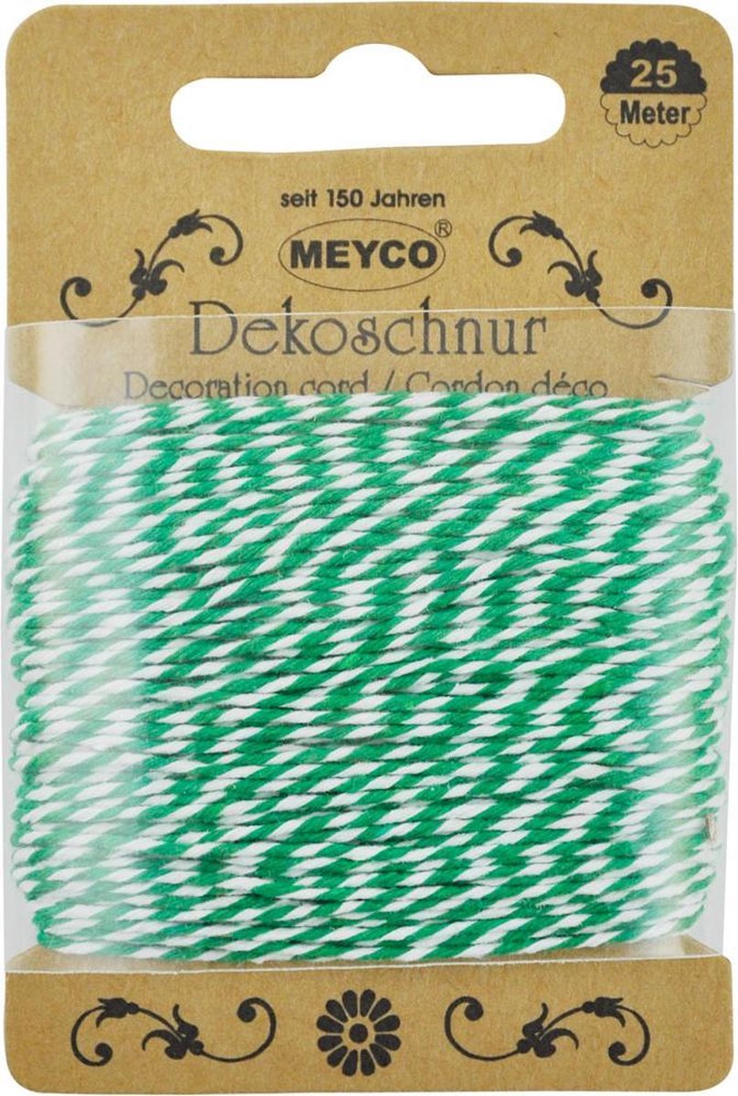 Meyco Decoratie Touw Groen-Wit Ø2mm x 25m|Bakkerstouw|Katoenkoord